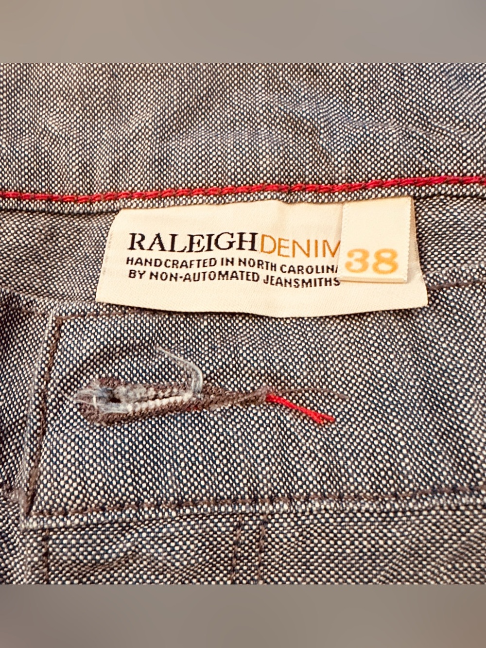 Original Raleigh Denim - size 38 x 34 - Graham cut.